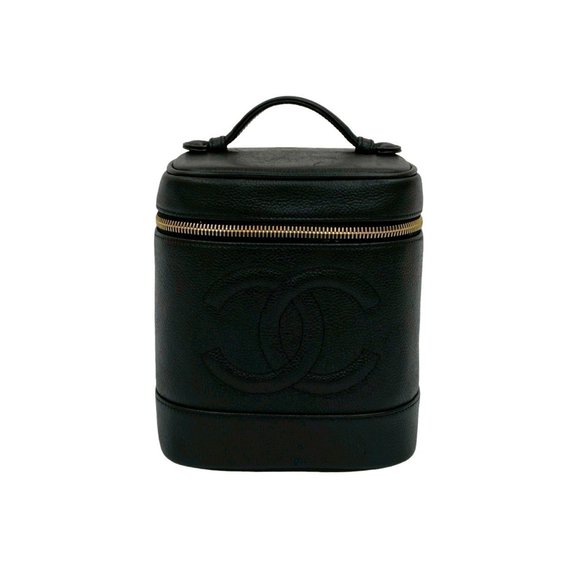 CHANEL Black Caviar Leather Logo Vanity Bag - Picture 1 of 10